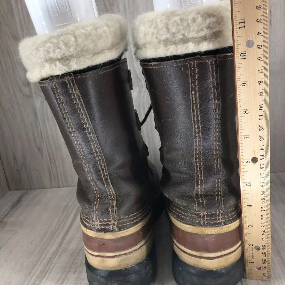 Kaufman Boots Mens 9 Brown Leather Duck Boot Winter Lined Lace Up